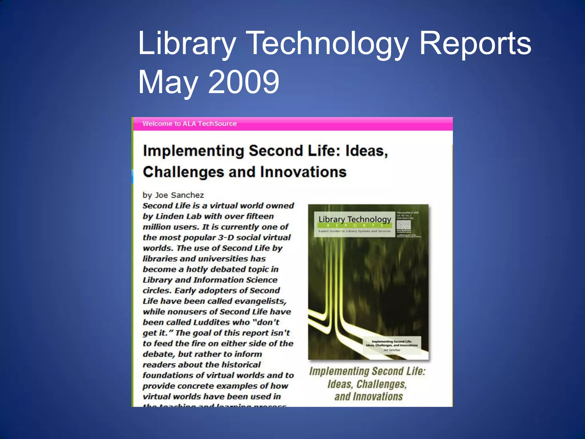 Libraries And Second Life