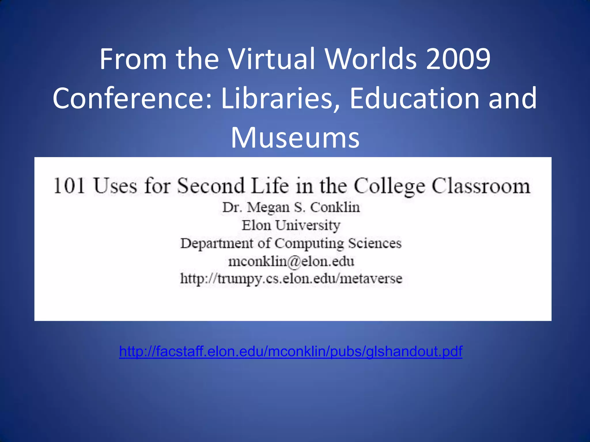 Libraries And Second Life