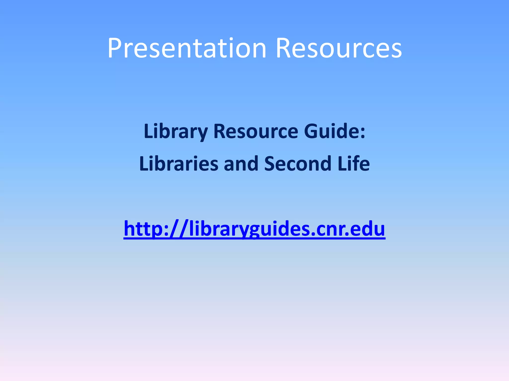 Libraries And Second Life