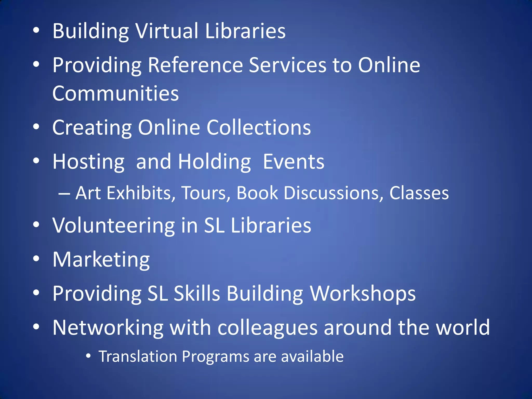 Libraries And Second Life