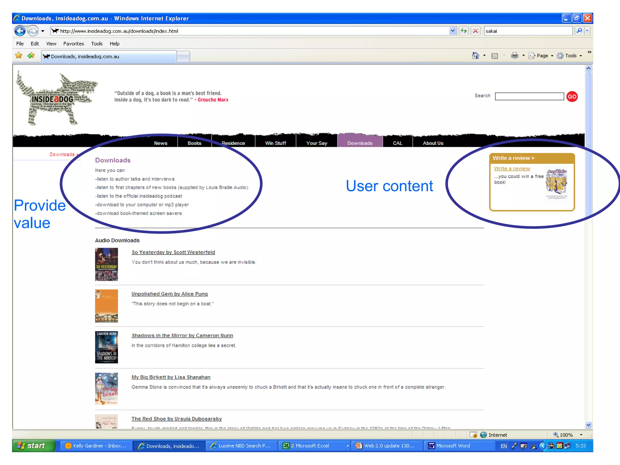 Provide value User content 