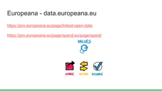 Europeana - data.europeana.eu
https://pro.europeana.eu/page/linked-open-data
https://pro.europeana.eu/page/sparql.eu/page/sparql
 