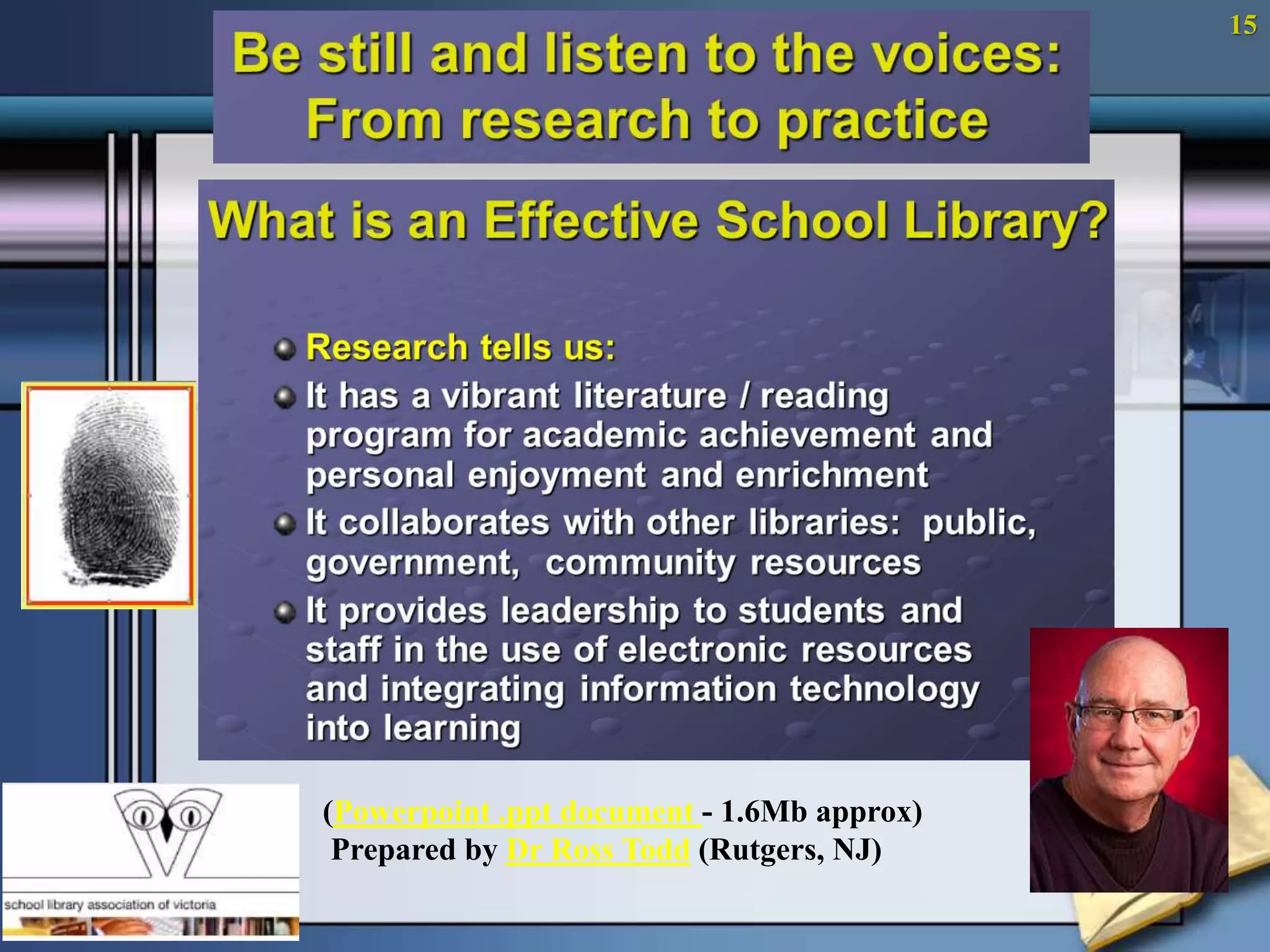 (Powerpoint .ppt document - 1.6Mb approx) 
Prepared by Dr Ross Todd (Rutgers, NJ) 
15 
 