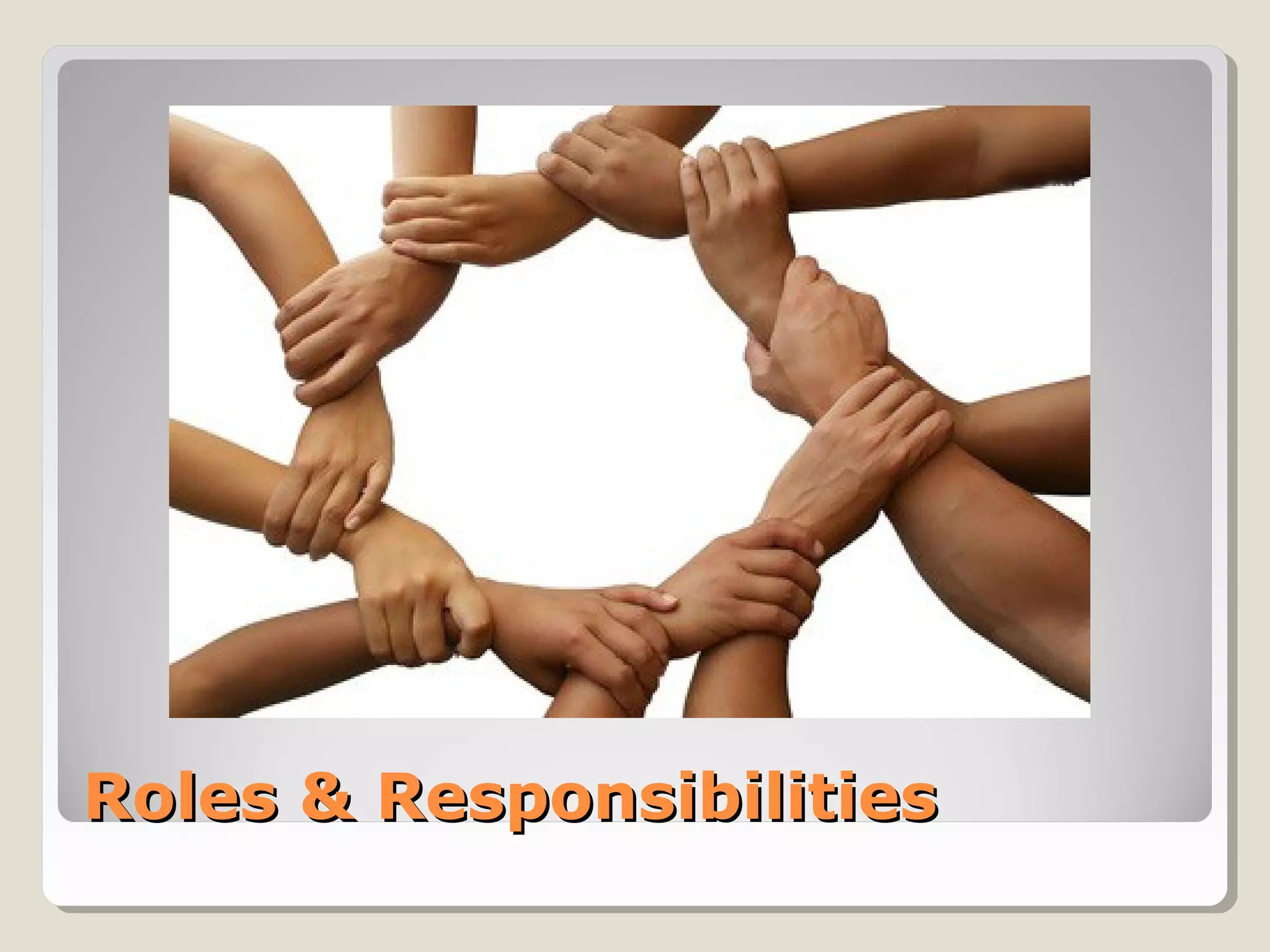 Roles & ResponsibilitiesRoles & Responsibilities
 