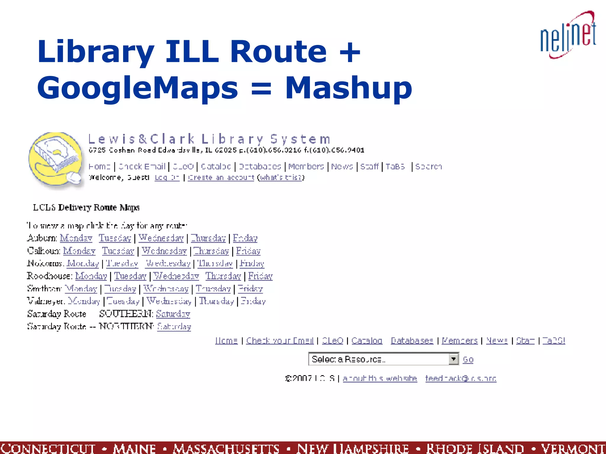 Library ILL Route + GoogleMaps = Mashup 