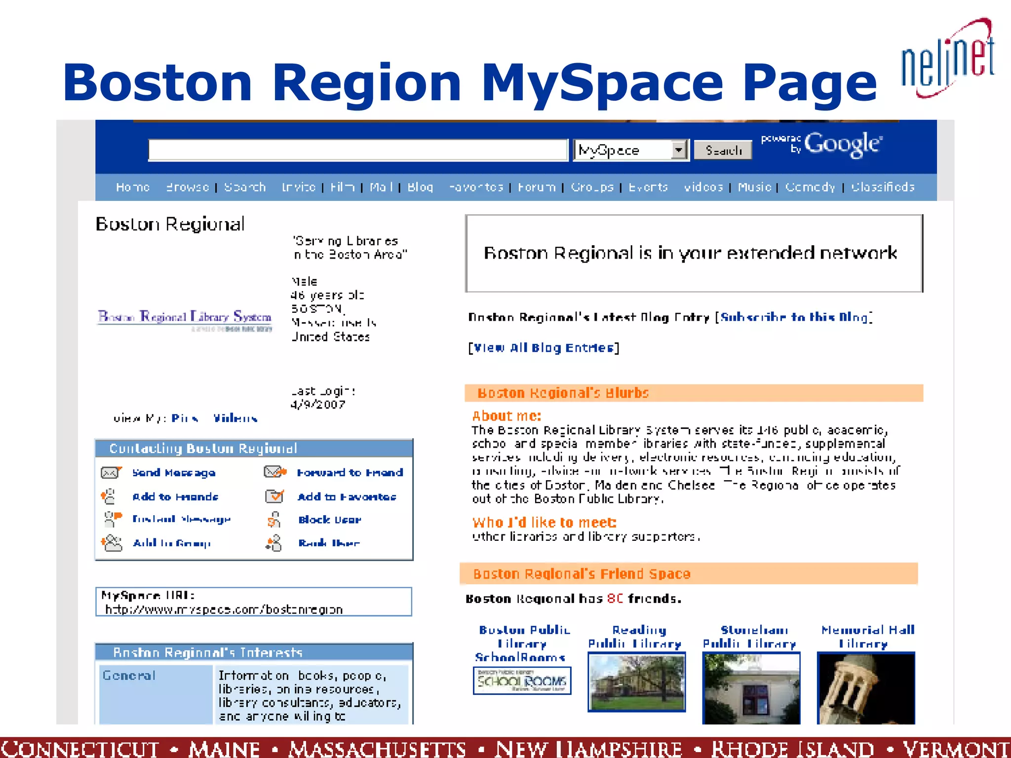 Boston Region MySpace Page 