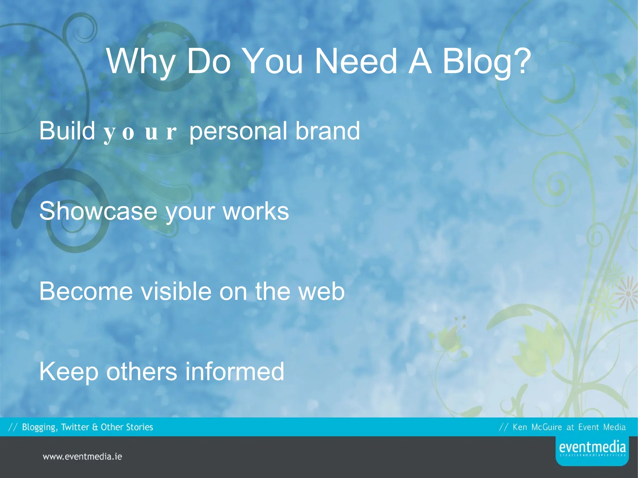 What Is A Blog? A blog is... Short for 'Web Log' 