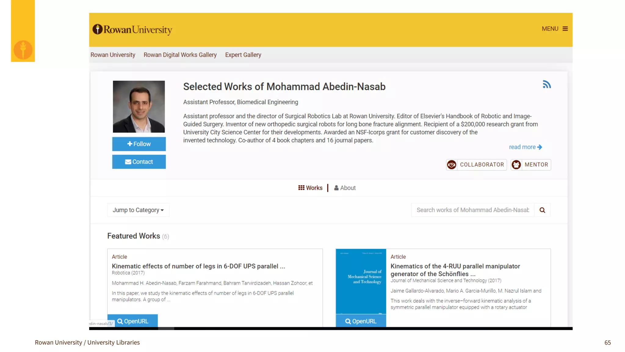 Rowan University / University Libraries 65
 