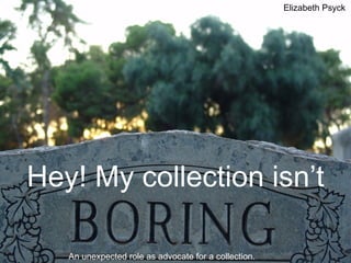 Hey! My collection isn’t An unexpected role as advocate for a collection.  Elizabeth Psyck 