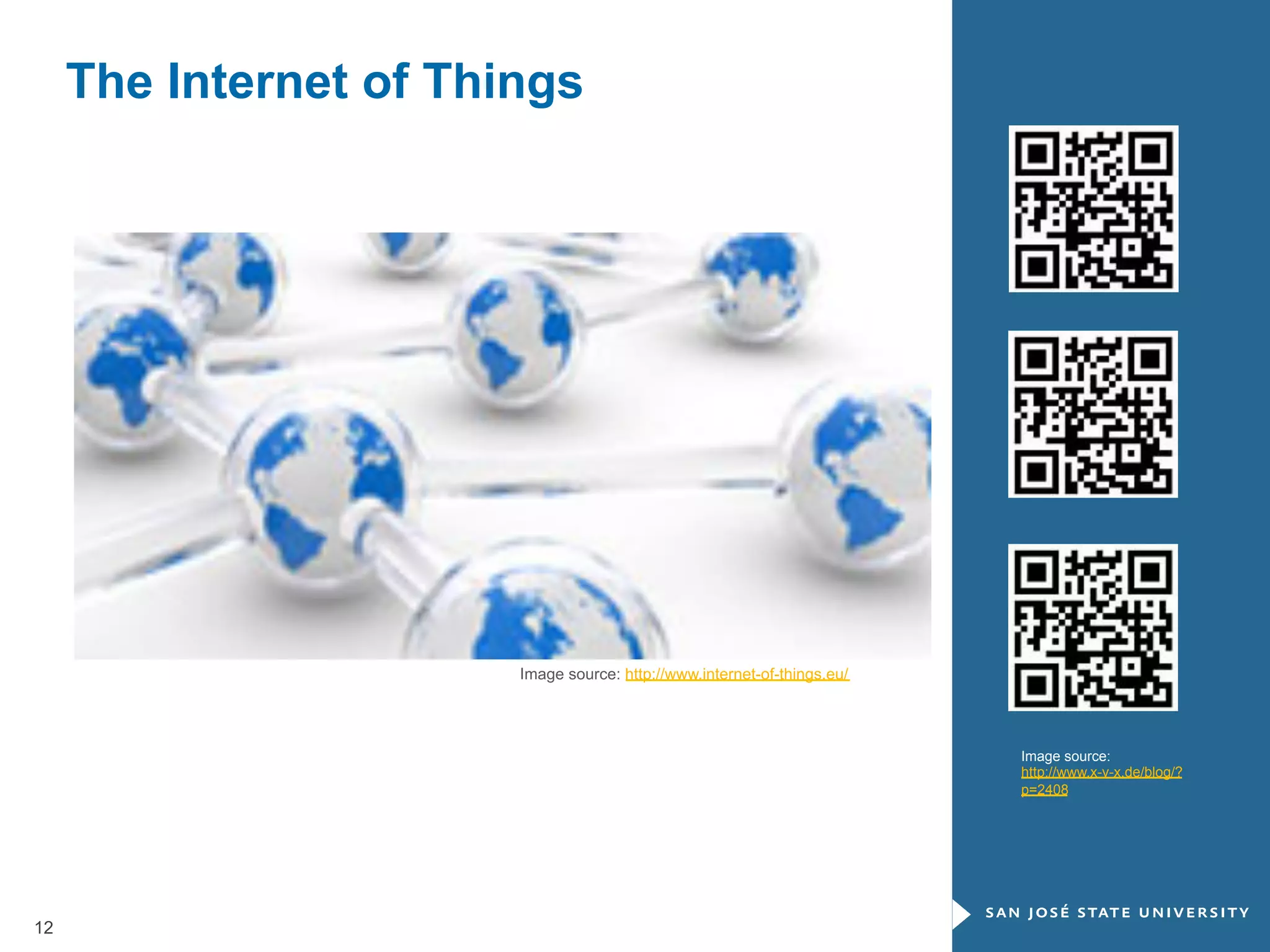 The Internet of Things

Image source: http://www.internet-of-things.eu/

Image source:
http://www.x-v-x.de/blog/?
p=2408

12

 