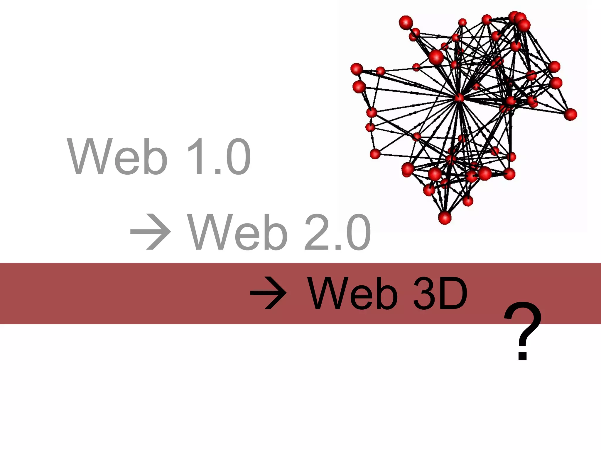 Web 1.0
   Web 2.0
       Web 3D
                 ?
 