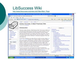 LibSuccess Wikihttp://www.libsuccess.org/index.php?title=Main_Page