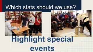 Which stats should we use?

Highlight special
events

 