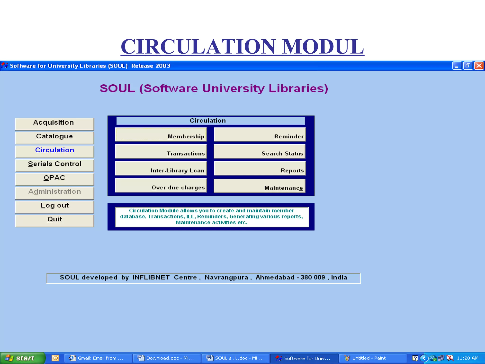 27
CIRCULATION MODUL
 