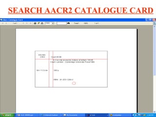 SEARCH AACR2 CATALOGUE CARD
 