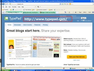 01/21/11 Workshop on Web Technology in Library Services www.blogger.com http://wordpress.com/ http://blog.com/ http://www.typepad.com/ 