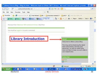01/21/11 Workshop on Web Technology in Library Services Library Introduction 