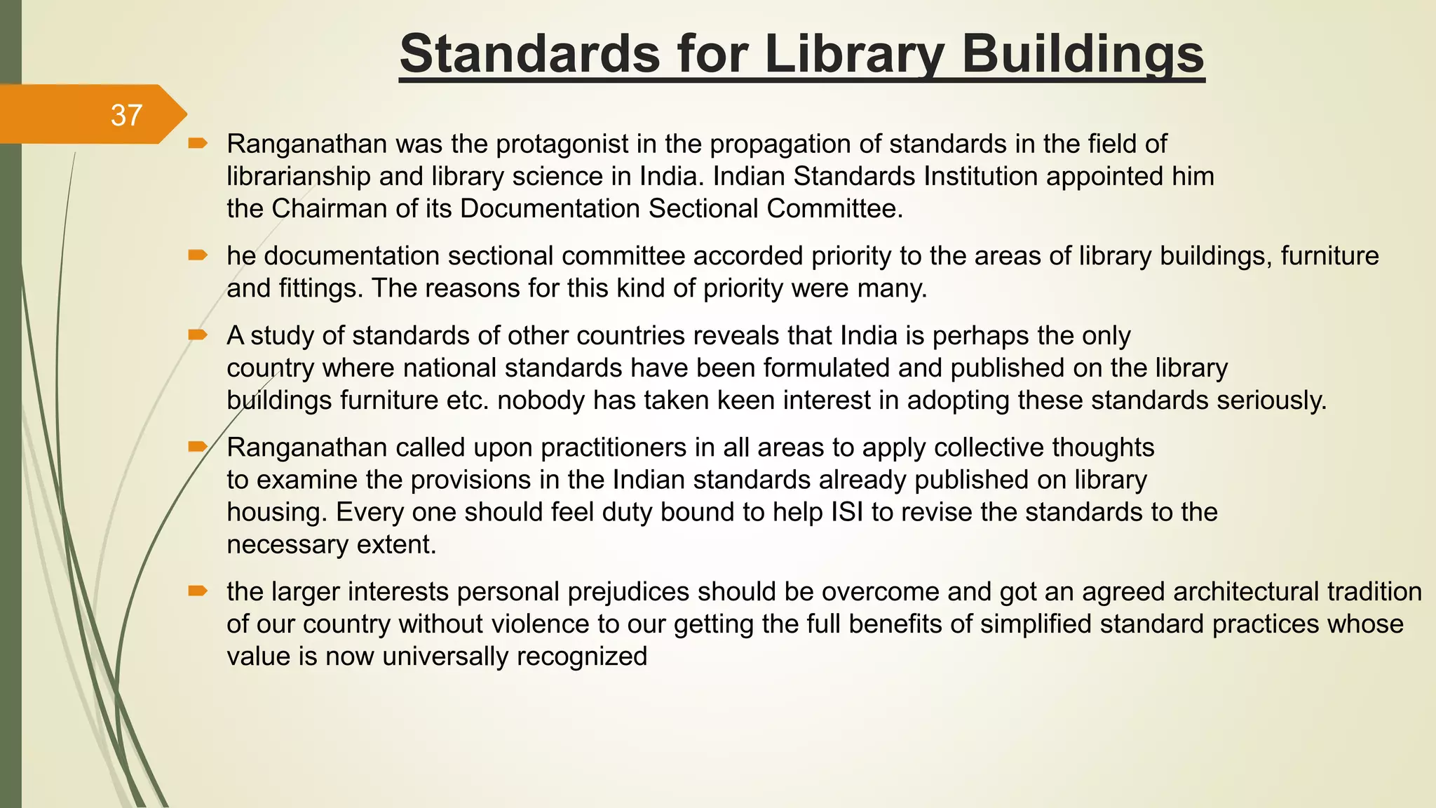 Library building, furniture, Equipment and its standards | PPTX