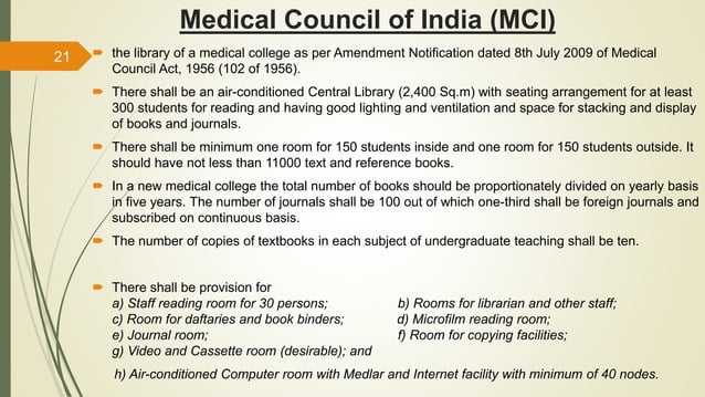Library building, furniture, Equipment and its standards | PPTX