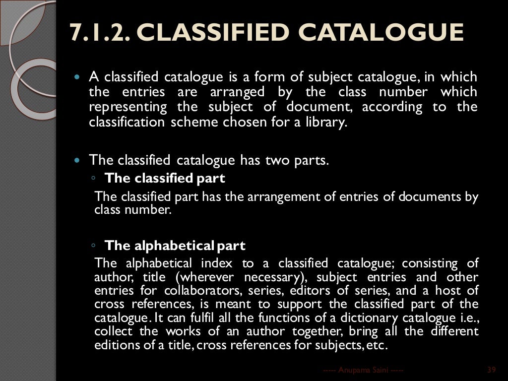 Theory of Library Cataloguing