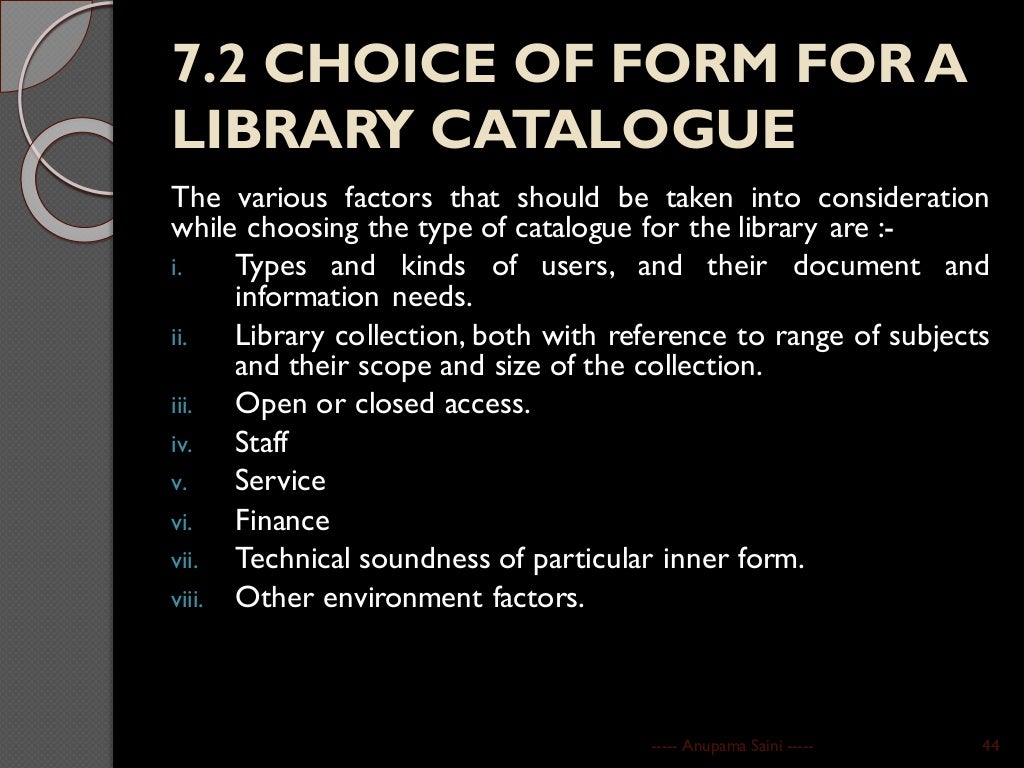 Theory of Library Cataloguing