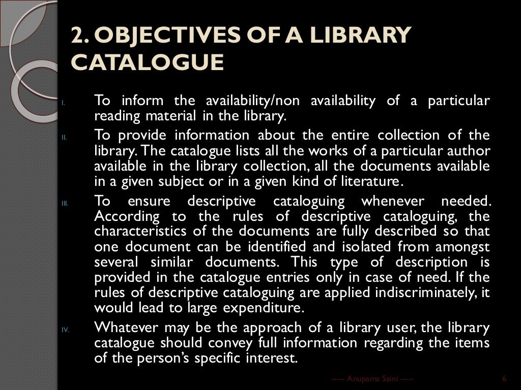 Theory of Library Cataloguing