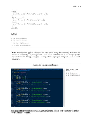 Library function in c++ specially designed for clas 11th students | PDF