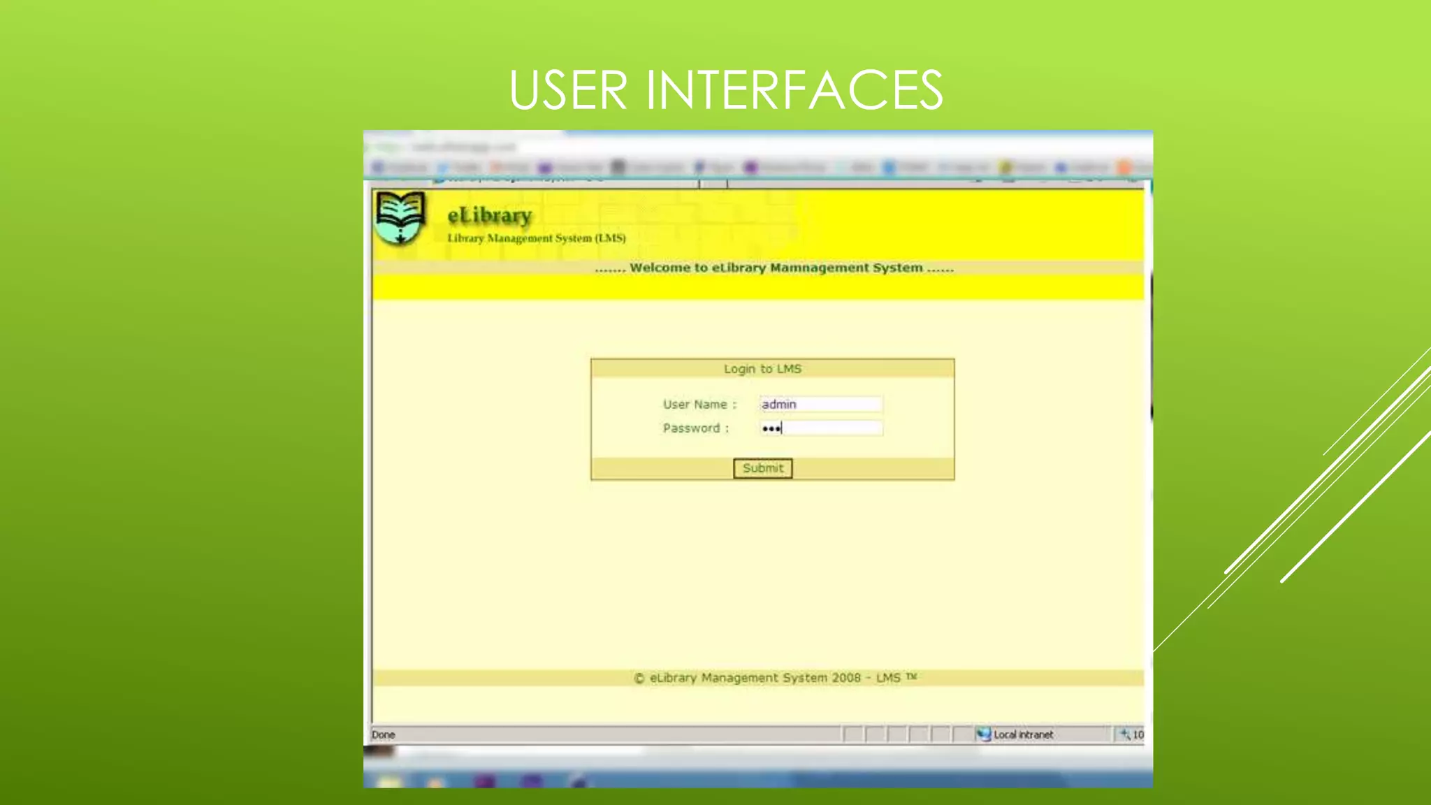 USER INTERFACES
 