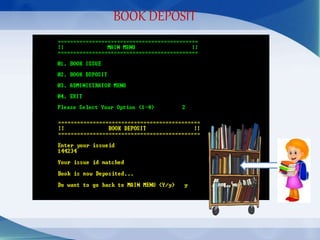 BOOK DEPOSIT
 