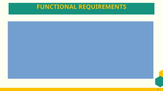FUNCTIONAL REQUIREMENTS
9
9
 