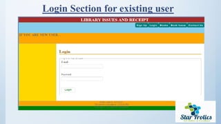 Login Section for existing user
 