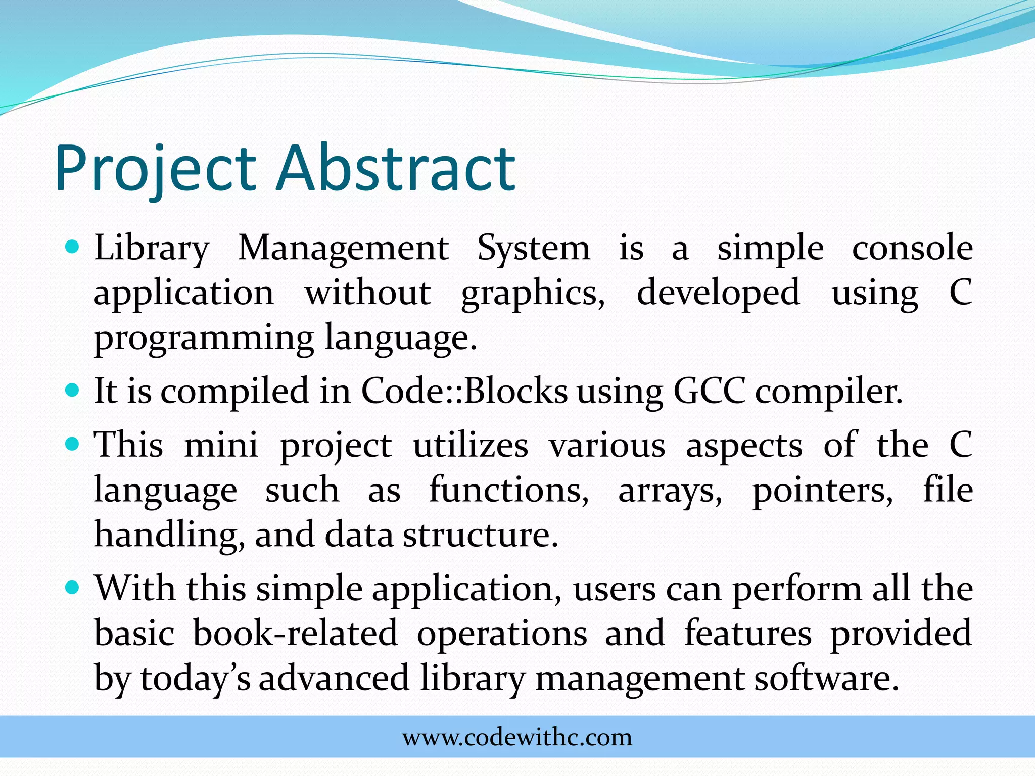 Library Management System Project in C | PPTX | Operating Systems ...