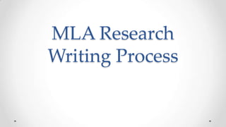 MLA Research
Writing Process
 
