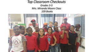 Top Classroom Checkouts
Grades 3-5
Mrs. Miranda Moore Class
109 Books