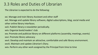 Library Specific Role Guidelines for Management of Libraries: KVS Library Policy-2025 | PDF