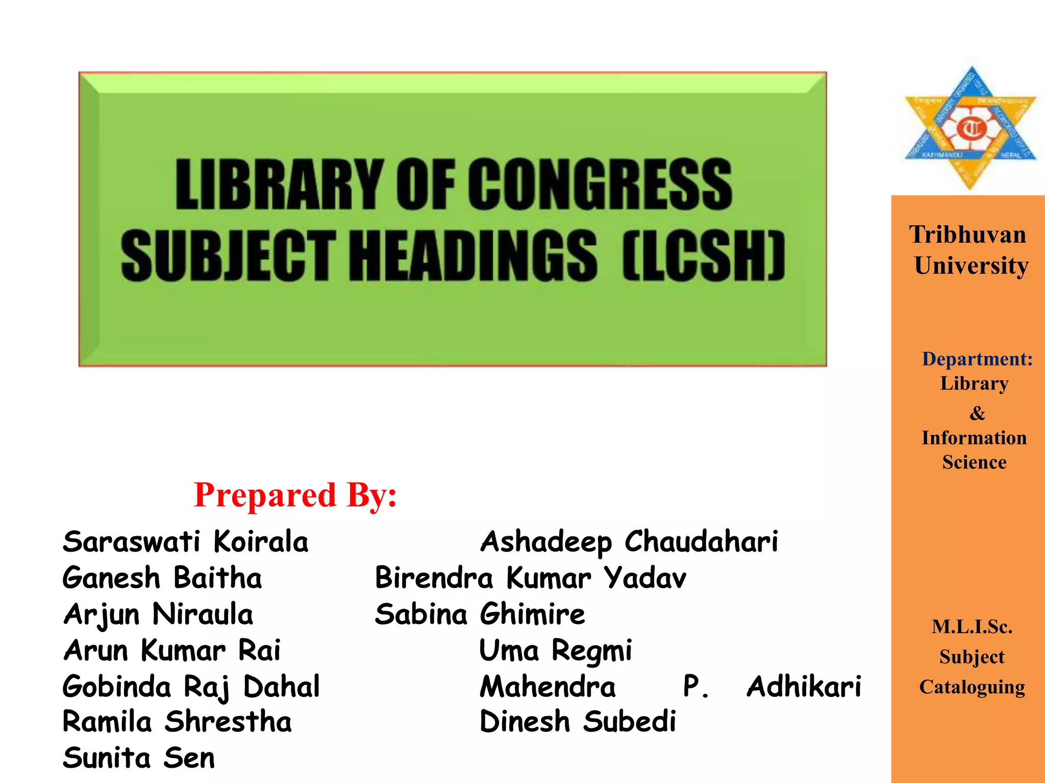 Library of congress subject heading PPTX