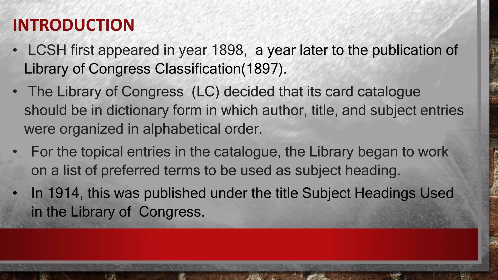 Library of congress subject heading PPT