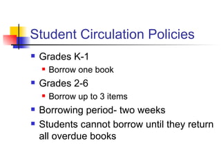 School Circulation Example Teacher Library Orientation | PPT