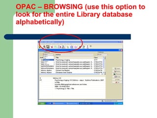 Opac Example Library orientation 2012 ppt | PPT