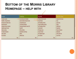 BOTTOM OF THE MORRIS LIBRARY
HOMEPAGE – HELP WITH
 