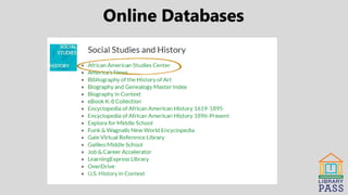 Online Databases
 