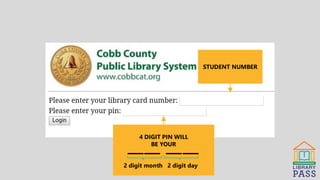 STUDENT NUMBER
4 DIGIT PIN WILL
BE YOUR
2 digit month 2 digit day
 