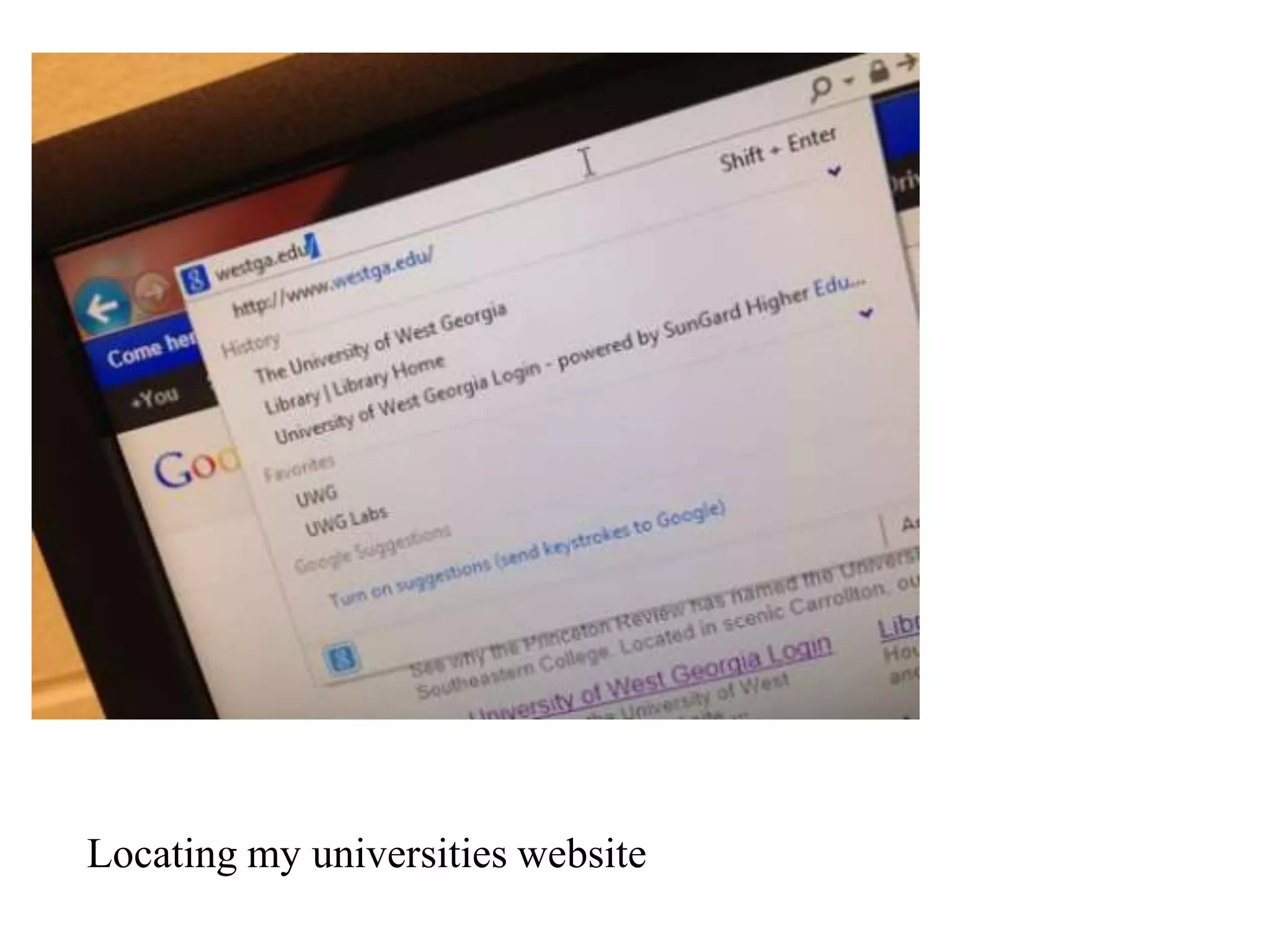 Locating my universities website