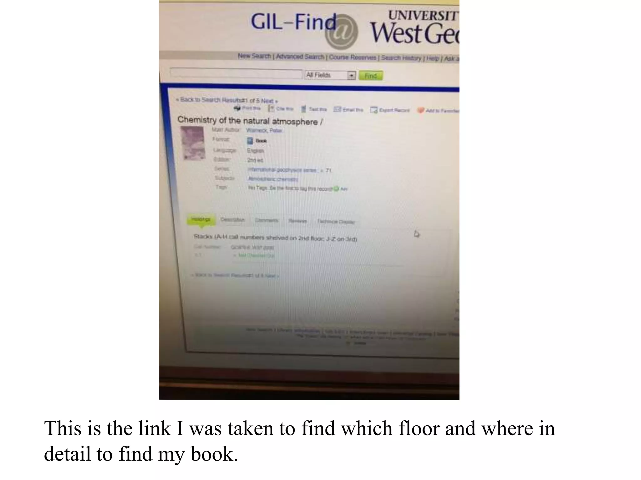 This is the link I was taken to find which floor and where in
detail to find my book.