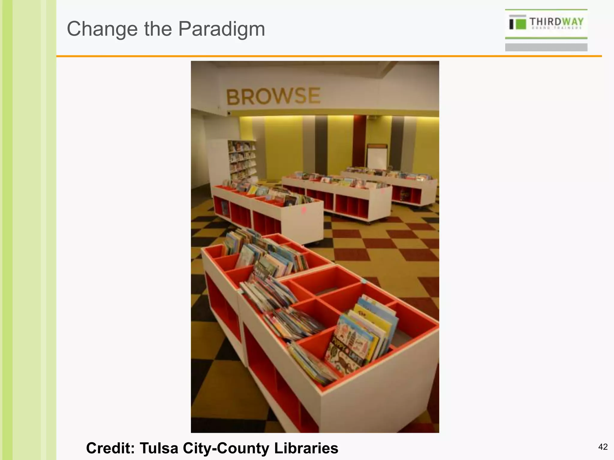 42
Change the Paradigm
Credit: Tulsa City-County Libraries
 