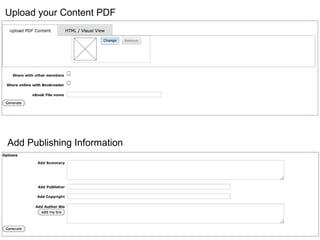 Add Publishing Information
Upload your Content PDF
 