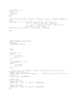 Library Project Stored Procs