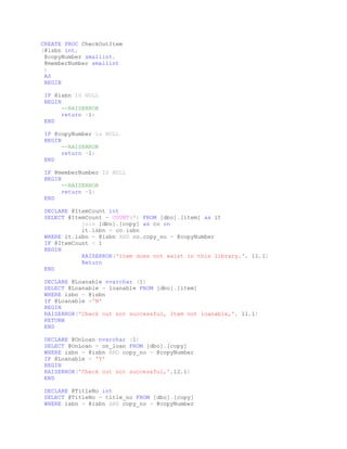 Library Project Stored Procs