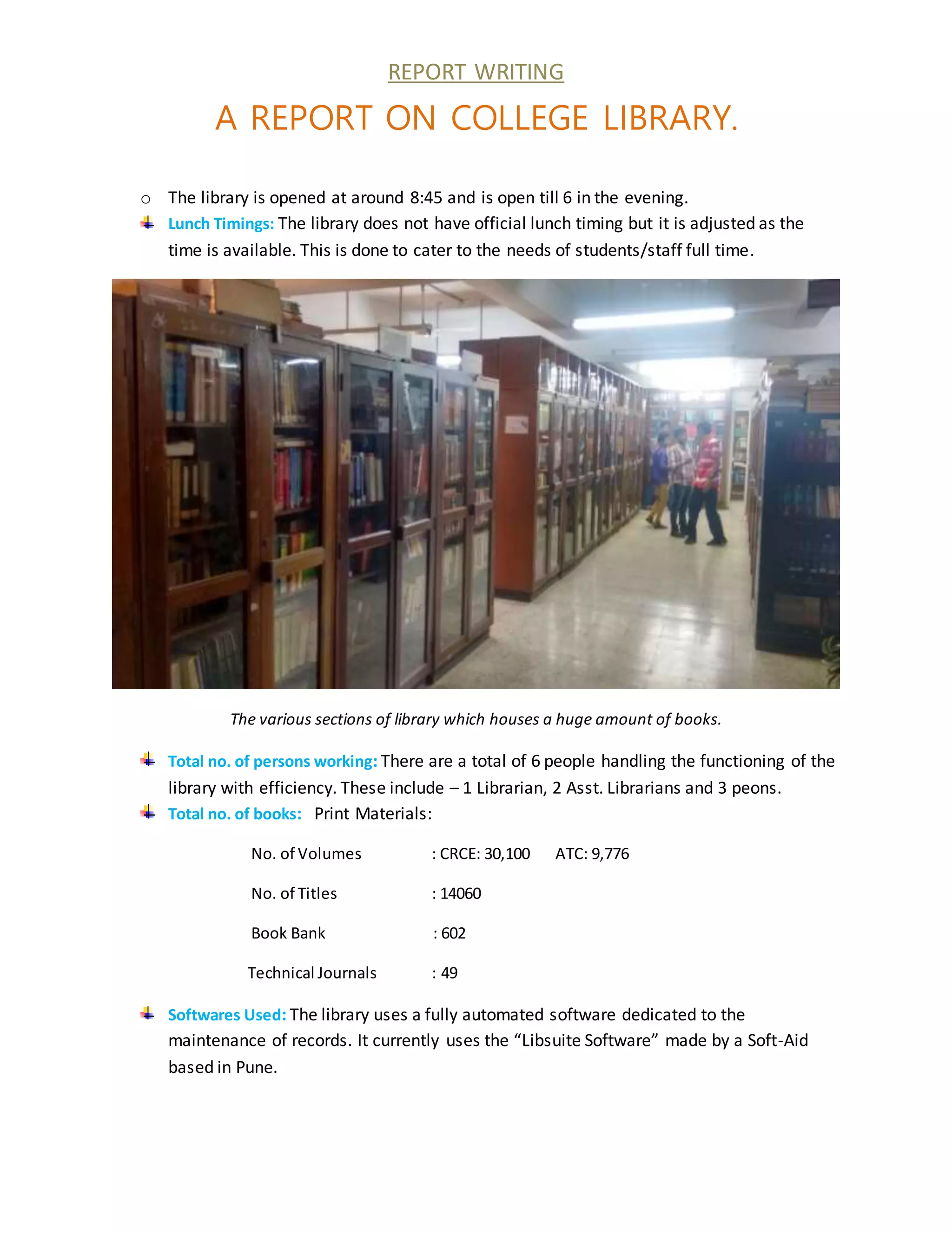 A Report on College Library. | DOCX