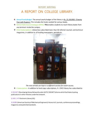 A Report on College Library. | DOCX